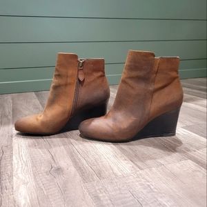 Franco Sarto Brown Suede Wedge Booties